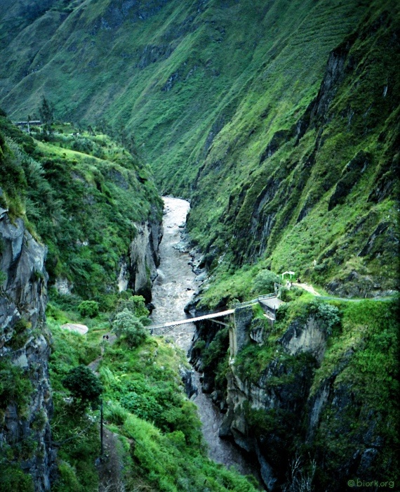 Mountain, bridge, and river â€“ Central Ecuador