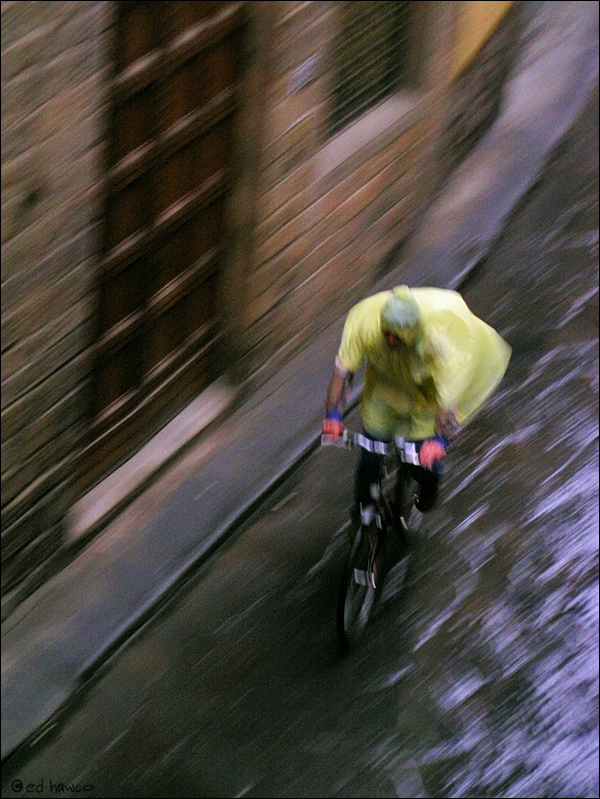 Cyclist in the Rain, Florence, Italy, 2006