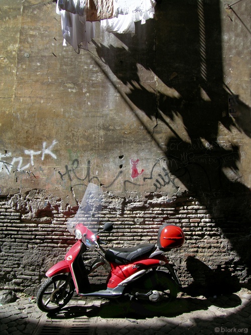 Scooter and Laundry, Trastevere, Rome, Italy.