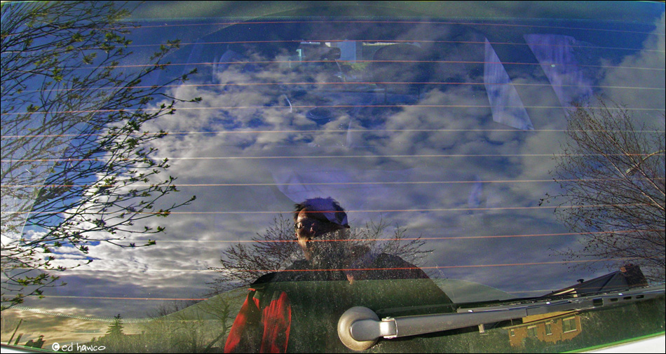Self-portrait; rear window